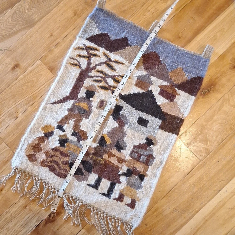 Vintage African Lesotho Mohair Tapestry 17x26